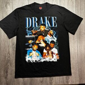 Drake Graphic Tee Black Double Sided Bootleg Style Rap T-Shirt XXL Mens